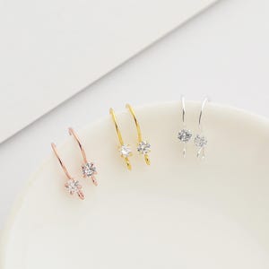 S925 sterling silver colored zircon stud earrings DIY handmade round bead earrings simple and fashionable ins style earrings accessories