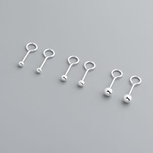 S925 sterling silver colored zircon stud earrings DIY handmade round bead earrings simple and fashionable ins style earrings accessories