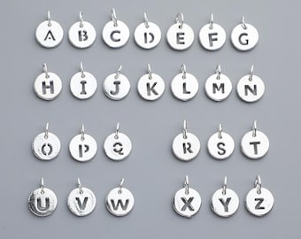S925 sterling silver 26 English letters round card pendant handmade DIY beaded bracelet necklace pendant material accessories