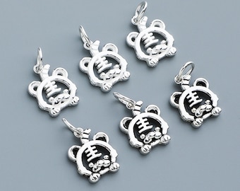 Pulseira de corda trançada DIY com botão de tigre do zodíaco em prata esterlina S925 banhada a ouro galvanizado, acessórios de joias com miçangas, atacado
