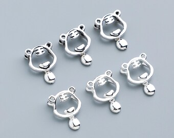 Pulseira de corda trançada DIY com botão de tigre do zodíaco em prata esterlina S925 banhada a ouro galvanizado, acessórios de joias com miçangas, atacado