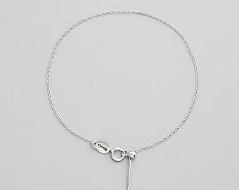 s925 silver jewelry small hole beaded adjustable chain bracelet anklet accessories material DIY handmade cross chain