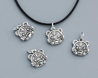 S925 sterling silver electroplated gold zodiac tiger button DIY braided rope bracelet beaded jewelry accessories material wholesale