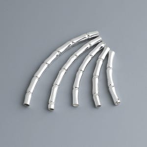S925 sterling silver bamboo bent tube flash tube silver tube DIY handmade beaded bracelet necklace tube accessories material wholesale