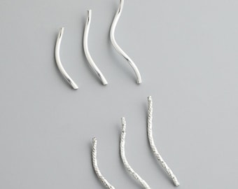 S925 Assorted Sizes & Quantities of Solid Sterling Silver 925 Curved Tube Spacer Findings,Sterling Silver Curved Tube Spacer Findings