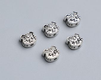S925 sterling silver electroplated gold zodiac tiger button DIY braided rope bracelet beaded jewelry accessories material wholesale