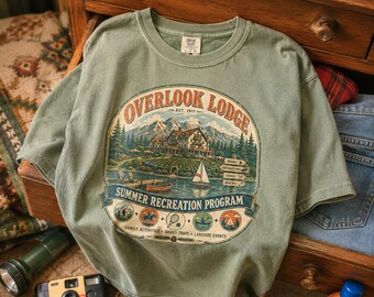 Overlook Lodge Summer Recreation Shirt, Vintage Camping Tee, Retro Cabin Vacation Graphic Shirt