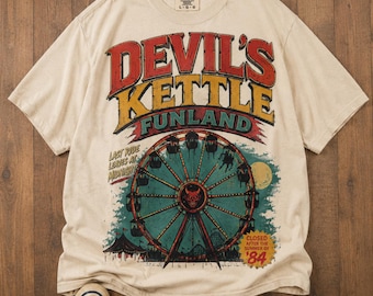 Devils Kettle Funland Shirt, Retro Carnival Horror Graphic Tee, Vintage Amusement Park Apparel