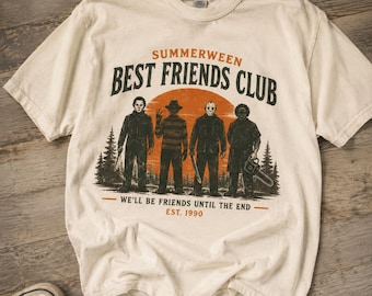 Camiseta Retro Horror Comfort Colors / Ropa Nostálgica del Club de Mejores Amigos de Summerween