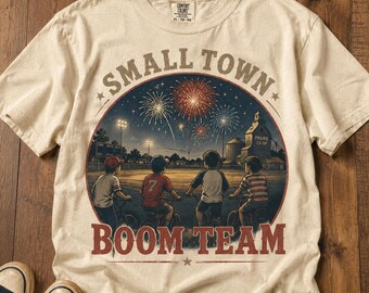 Small Town Boom Team Shirt | Vintage Fireworks Tee | Americana Summer Graphic Tee | Retro Fourth of July Comfort Colors Shirt