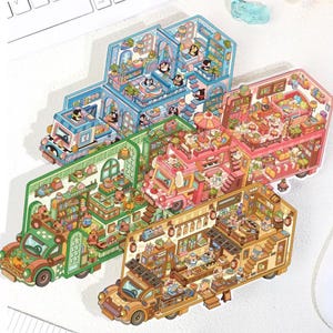 Creative Isometric Sticker Scene Pack Deco Sticker Miniature Sticker Set Journal Scrapbooking Cute Style Kawaii Korean