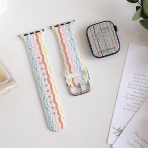 Rainbow Waves Silicone Watch Band for Apple Watch Band 42mm 44mm 45mm 46mm 49mm 38mm 40mm 41mm,Personalized Women Watch Band,Birthday Gifts