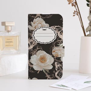 Housse pour ordinateur portable Étui portefeuille à rabat floral pour iPhone 16 15 14 13 12 11 8 7 SE XR Pro Max, Étui portefeuille personnalisé à rabat, porte-cartes