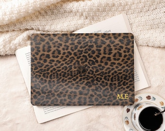 Trendy Leopard Hard Cover for MacBook Case M2/M3/M5 Air 13 15 Macbook Pro 14" 16" Neo(A18)2023 2025 2026 Air 13 15 inch Leather Laptop Cover