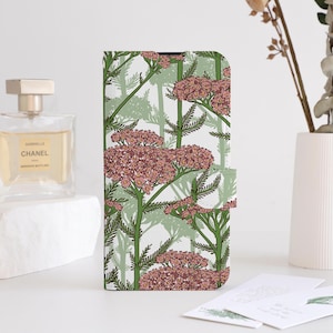 Botanical Flower Phone Flip Case Wallet for iPhone 16 15 14 13 12 11 8 7 SE XR Pro Max, Personalised Wallet Flip Phone Case with Card Holder