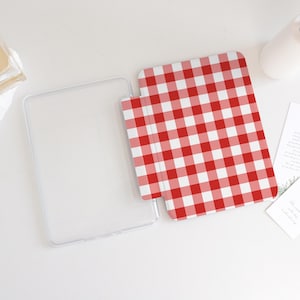 Mooie rode geruite achterkant Kindle-hoesje 2024, geheel nieuwe Kindle-hoes, aangepaste Kindle-hoes Alle Kindle-modellen Paperwhite 6,8&quot; 7&quot; 2022 Kindle 6&quot;