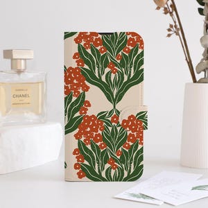 Étui portefeuille à rabat pour téléphone avec imprimés floraux rétro pour iPhone 16 15 14 13 12 11 8 7 SE XR Pro Max, étui pour téléphone à rabat personnalisé avec porte-cartes
