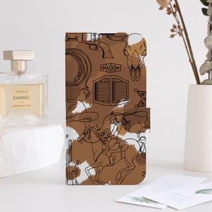 Cartoon Cowboy Prints Phone Flip Case Wallet for iPhone 16 15 14 13 12 11 8 7 SE XR Pro Max,Personalised Wallet Flip Phone Case Card Holder