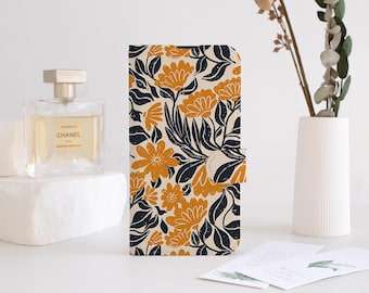 Retro Floral Prints Phone Flip Case Wallet for iPhone 16 15 14 13 12 11 8 7 SE XR Pro Max,Personalised Wallet Flip Phone Case Card Holder