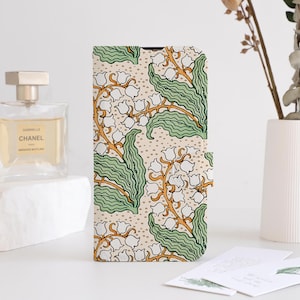 William Morris Floral Phone Flip Case Wallet para iPhone 16 15 14 13 12 11 8 7 SE XR Pro Max, Carteira Personalizada Flip Phone Case Porta-Cartão