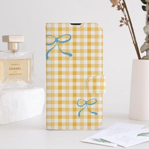 Schöne Fliege karierten Telefon Flip Fall Brieftasche für iPhone 16 15 14 13 12 11 8 7 SE XR Pro Max, personalisierte Brieftasche Flip Phone Case Kartenhalter