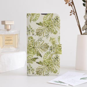 Etui na telefon z klapką Botanical Leaves do iPhone'a 16 15 14 13 12 11 8 7 SE XR Pro Max, spersonalizowane etui na telefon z klapką i uchwytem na karty