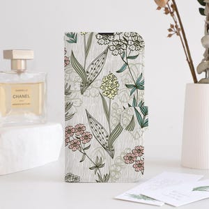 Botanical Flower Phone Flip Case Wallet for iPhone 16 15 14 13 12 11 8 7 SE XR Pro Max,Personalised Wallet Flip Phone Case with Card Holder