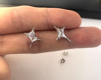Boucles D'oreilles Créoles étoile CZ - Argent - Streetwear Hip Hop Unisexe