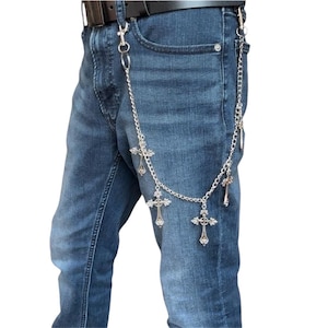 Kreuz Hose Kette für Männer Frauen, Jeans Kette,Schlüsselanhänger,Biker Brieftasche Kette,Streetwear Punk Hip Hop Unisex Style
