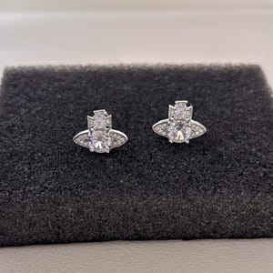 CZ Planet Stud Earrings for Men Women,Streetwear Punk Hip Hop Unisex Earrings
