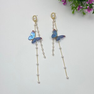 Bohemian Butterfly Rhinestone Earrings - Crystal Pearl Dangle Hoop Earrings For Women