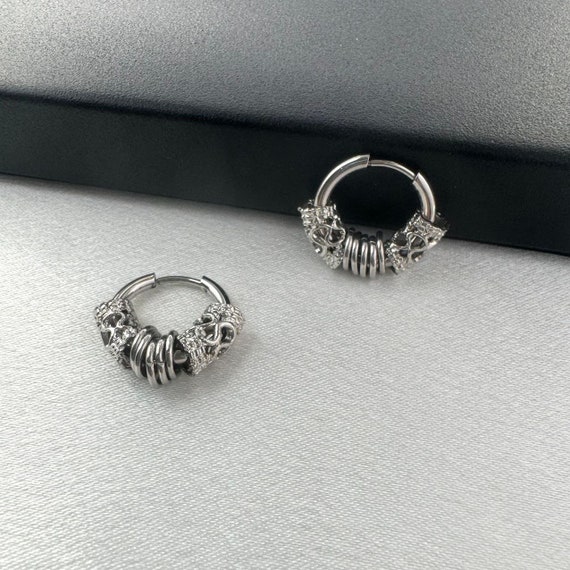 Boucles D'oreilles Cerceaux Irrégulières Argentées - Style Unisexe Streetwear - Neuves