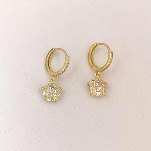 Crystal Star Dangle Drop Earrings for Women