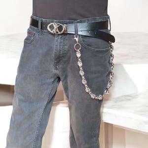 Cadena para pantalones con calavera para hombre y mujer, cadena para jeans, llavero, cadena para billetera de motociclista, estilo unisex de streetwear punk hip hop.