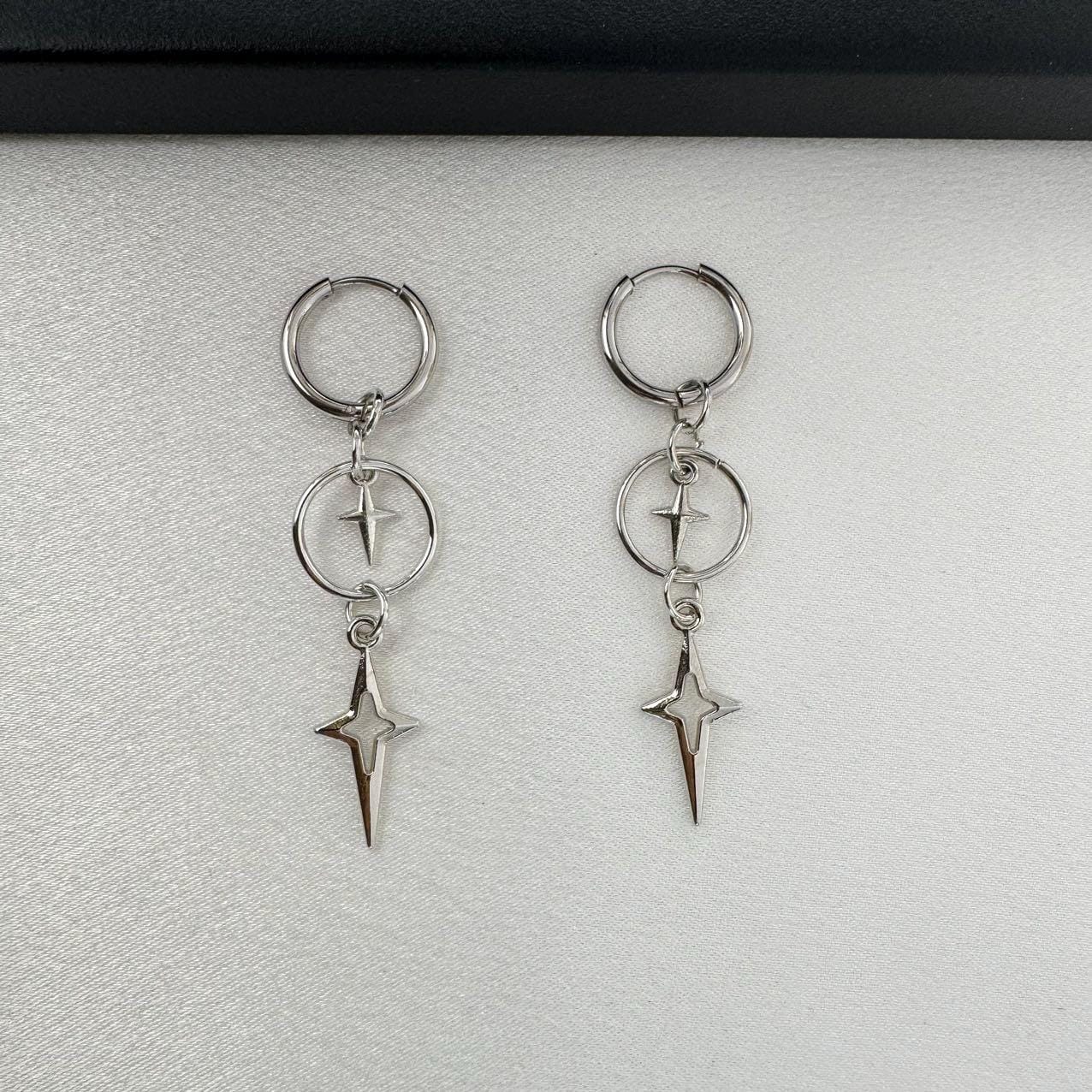 Star Long Dangle Drop Earrings for Men Women,Streetwear Hip Hop Unisex Style