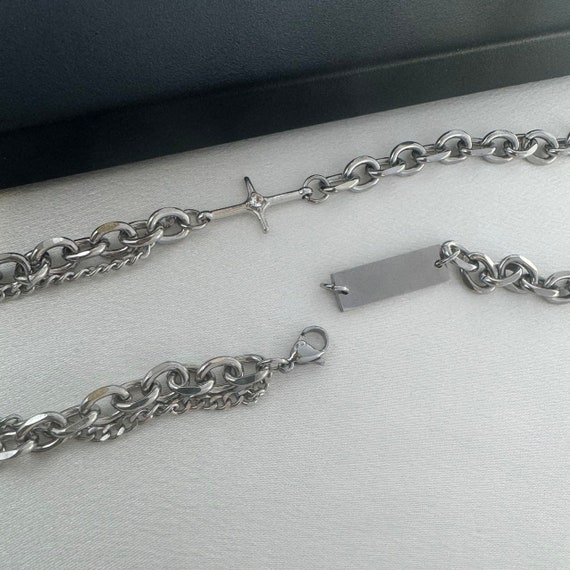 CZ Cross Pendant Necklace for Men Women Streetwear Punk Hip Hop