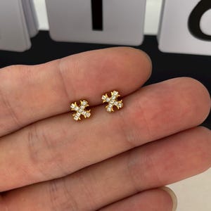 6mm CZ Cross Stud Earrings for Men Women Streetwear Punk Hip Hop Unisex Style