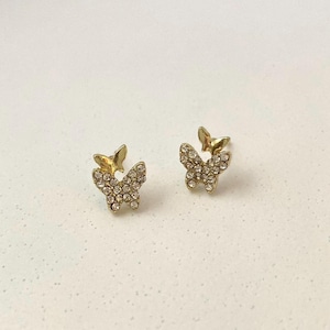 Cute Mini Gold Butterfly Stud Earrings for Women
