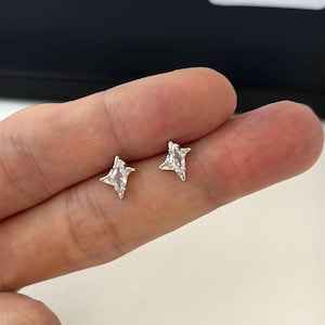 Small CZ Stor Stud Earrings for Men Women Streetwear Hip Hop Punk Unisex Style
