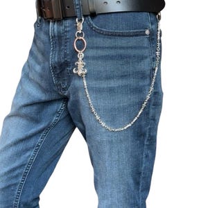 Cadena de ancla para pantalones para hombres y mujeres, cadena para jeans, cadena para llaves, cadena para billetera de motociclista, estilo unisex de hip hop punk de ropa urbana