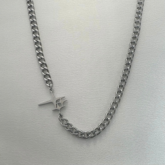 Collier Long Pendentif étoile Noir Strass - Style Hip Hop Punk Pour Femme
