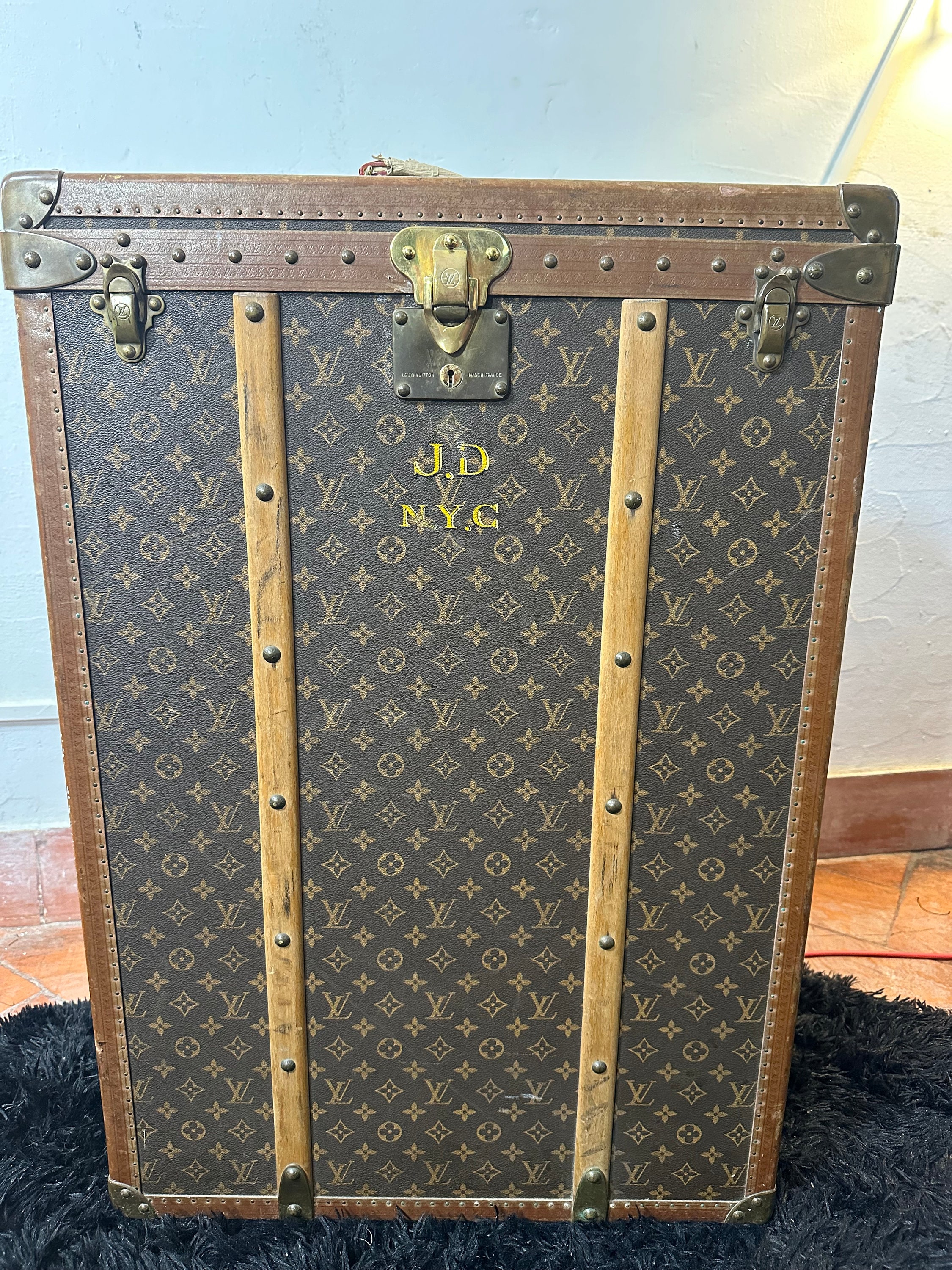 LOUIS VUITTON Antique Monogram Steam Trunk With Wood Slat - Etsy