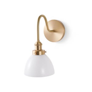 Gooseneck Wall Sconce Antique Brass Wall Sconce Vintage Brass Vanity Light Brass Kitchen Milk Glass Sconce Wall Light