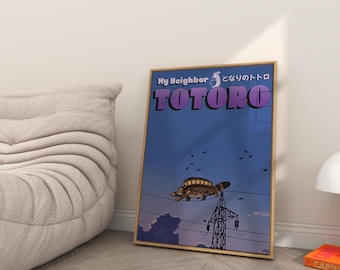 My Neighbor Totoro Retro Ghibli Poster, Aesthetic Nostalgic Wall Art, Gift Idea for Ghibli Fans