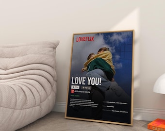 Personalized Netflix Poster, Custom Love Movie Print,Download, Gift for Couples, Valentine's Day Poster, Romantic Wall Art, Custom Poster