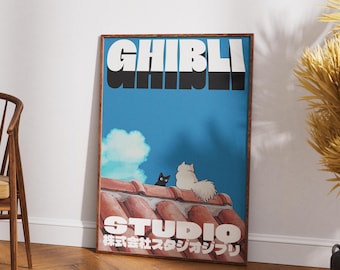 Studio Ghibli Retro Wall Art – Aesthetic Japanese Art, Anime-Inspired Digital Print, Perfect Gift for Anime Fans