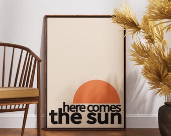 Bauhaus Poster Vintage – "Here Comes The Sun" – Aesthetic Wall Art, Minimalist Retro Decor, Trendy Digital Download