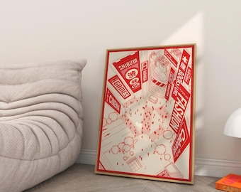 Shibuya Tokyo Street Art | Modern, Aesthetic Japanese Wall Art for Home | Retro Manga Design Digital Download