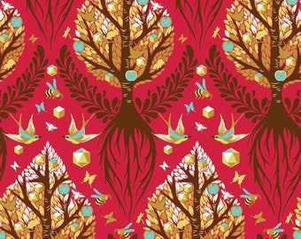 Out of Print FAT Quarter of Tula Pink Birds and Bees Tree of Life PWTP025 OOP HTF Free Spirit Fabrics - 3 fat quarters available