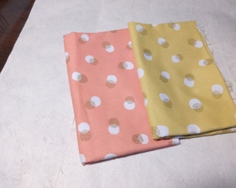 Clearance! 1 Yd Coral + 1/2 yd Yellow of Noteworthy by Erin McMorris for Free Spirit Fabrics - Total  1 1/2 yards OOP HTF